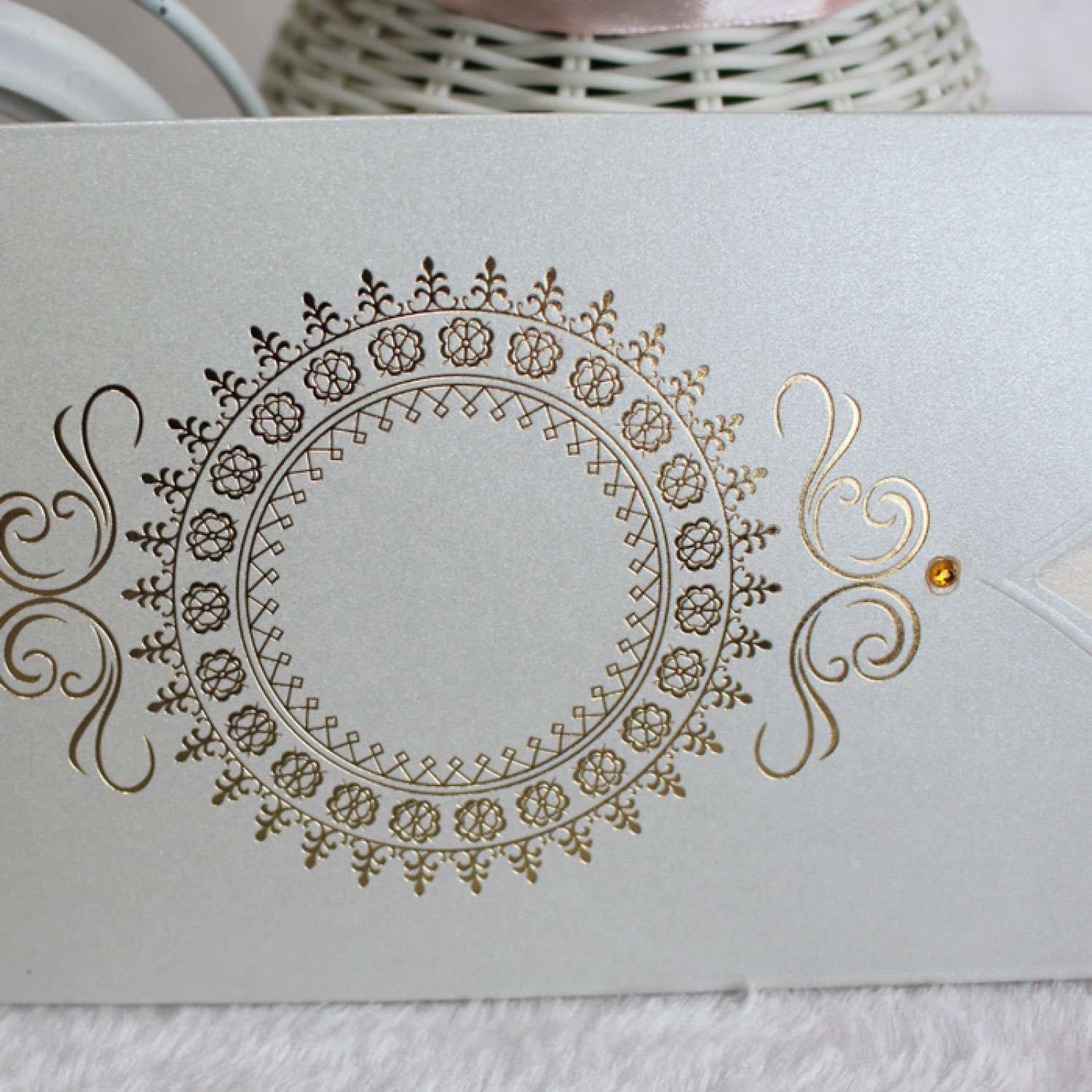 Pocket Invitation Card Foil Printing Holiday Greeting Card Customized 